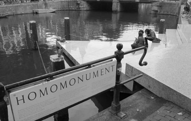 Memorial in Amsterdam commemorating all gay men and lesbians who were killed by the Nazis due to their homosexuality. It consists of three large triangles of pink granite.