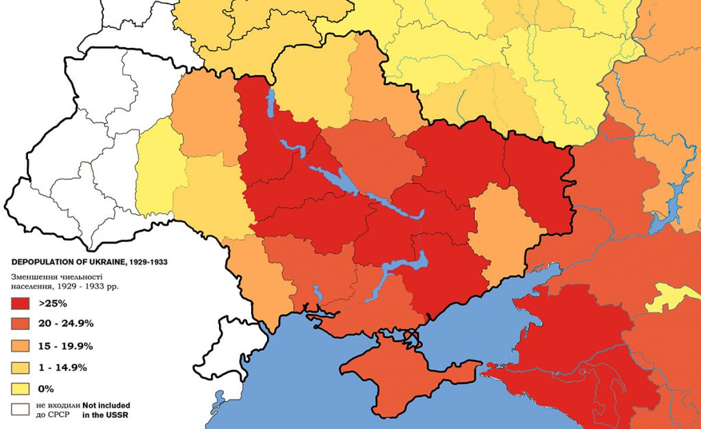 Map of depopulation of Ukraine and southern Russia, 1929-1933