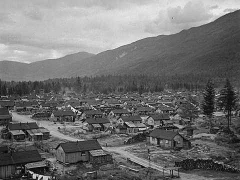 An internment camp for Japanese Canadians in British Columbia, 1945. 